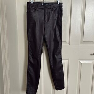 KUT from the Kloth Coated Skinny Jeans - Burgundy Maroon "Fab Ab" - Size 8